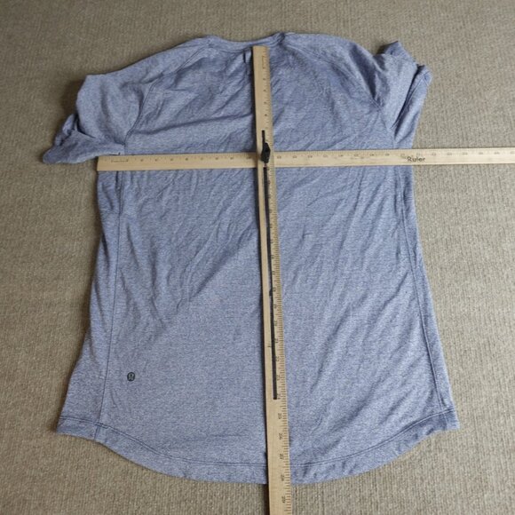 Lululemon Shirt Medium Blue Heather Solid Raglan License to Train - Picture 2 of 7
